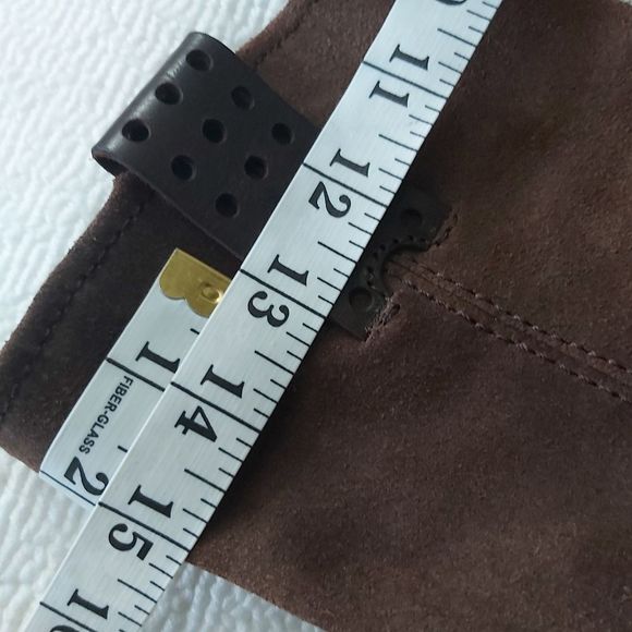 Frye Harmony heel suede leather boots brown harness platform - Picture 13 of 16